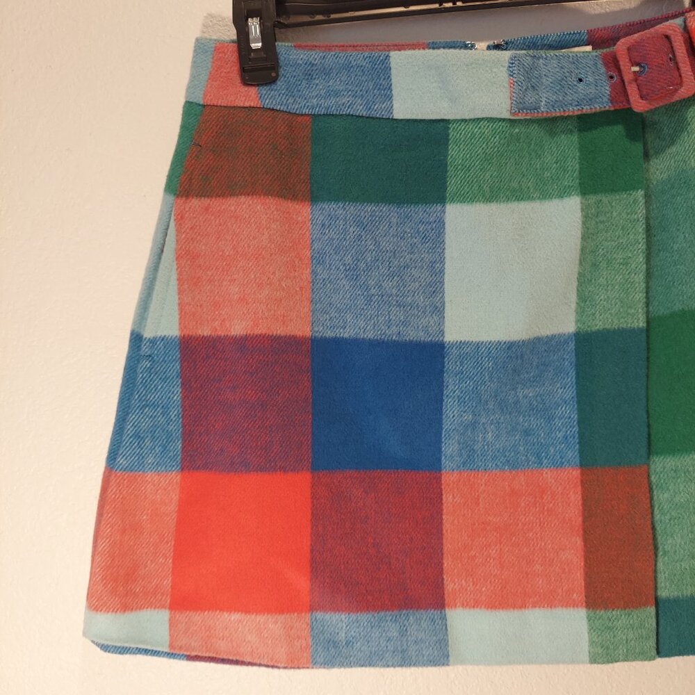 NWT Scoop Plaid Asymmetrical Skirt | Crossover Waist Mini | Size 8 - Picture 4 of 10